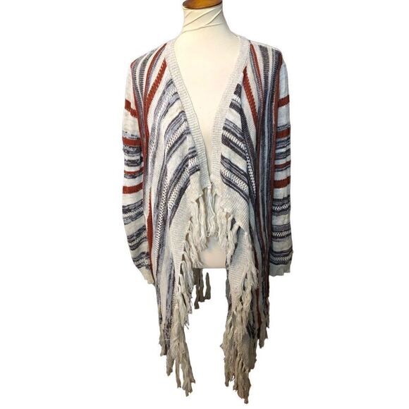 Signature Studio long line asymmetrical fringed ranch  western southwestern open - Picture 1 of 13